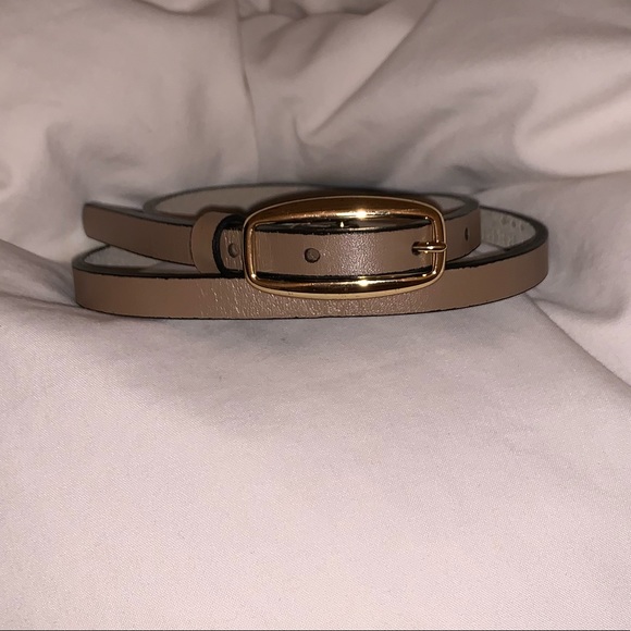 J. Crew Accessories - J. Crew Beige Skinny Belt with Gold Hardware